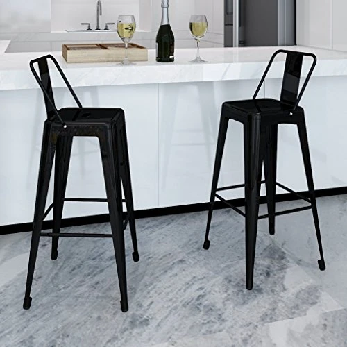 Anself Lot de 2 DE Tabourets de Bar Hauts Carré avec Dossier
