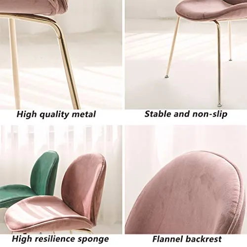 Chaise de Salle à Manger en Velours, Tabouret de Coiffeuse Nordique avec Assise et Dossier rembourrés, chaises de Loisirs avec Pieds en métal doré, chaises de Bureau, Rose
