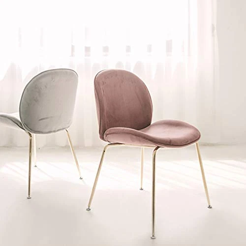 Chaise de Salle à Manger en Velours, Tabouret de Coiffeuse Nordique avec Assise et Dossier rembourrés, chaises de Loisirs avec Pieds en métal doré, chaises de Bureau, Rose