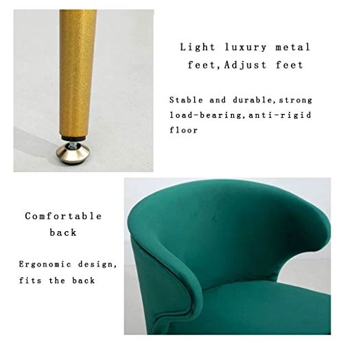 Chaise Design Scandinave,Métal Accueil Dossier Restaurant Simple Négocier Fauteuil En Tissu Velours Rétro (Color : Green)