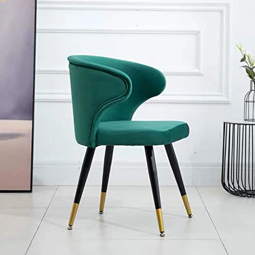 Chaise Design Scandinave,Métal Accueil Dossier Restaurant Simple Négocier Fauteuil En Tissu Velours Rétro (Color : Green)