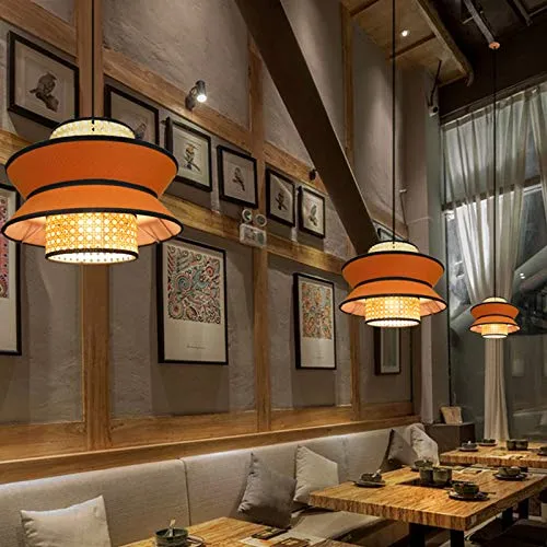 DSFHKUYB Pendant Light Creative Rotin Lustres Tissé Peut Être Installé dans La Chambre Salon Salle À Manger,Orange