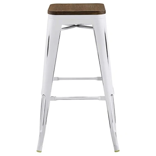 Modway Promenade Barre de bistrot Moderne en Aluminium avec siège en Bambou Blanc