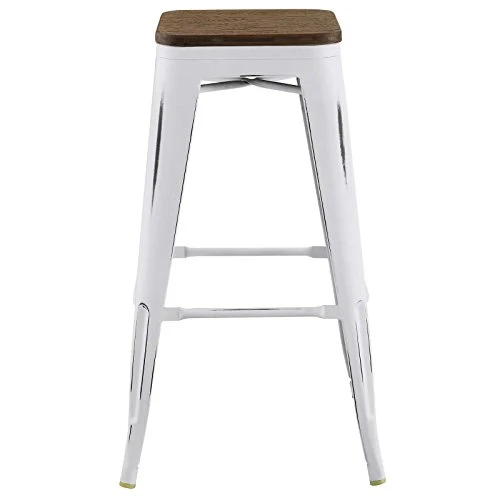 Modway Promenade Barre de bistrot Moderne en Aluminium avec siège en Bambou Blanc