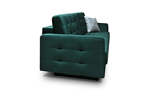 MEUBLO Canapé Convertible en Velours 3 Places Droit Pique en Tissu Scandinave Carla (Orange)