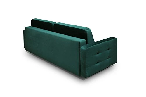 MEUBLO Canapé Convertible en Velours 3 Places Droit Pique en Tissu Scandinave Carla (Orange)