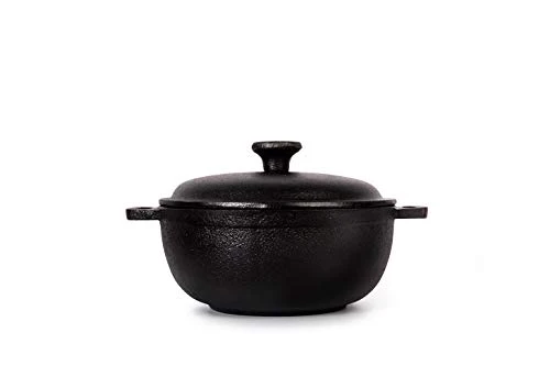 THE CHEF COLLECTION – Cocotte ronde, fonte naturelle non émaillée, pour cuisiner naturellement avec le goût authentique des aliments, 0.5 L,13,5x13,5x6,0 cm