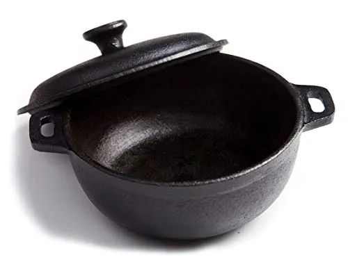 THE CHEF COLLECTION – Cocotte ronde, fonte naturelle non émaillée, pour cuisiner naturellement avec le goût authentique des aliments, 0.5 L,13,5x13,5x6,0 cm