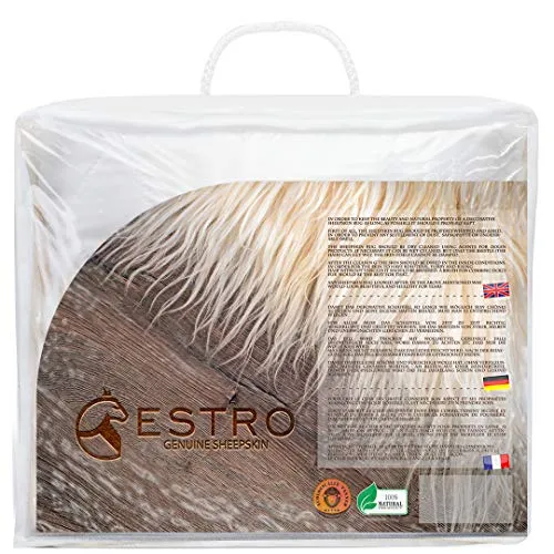 ESTRO | Authentique Tapis en Peau ou en Fourrure de Mouton ISLANDAIS | Brillant et Luxueux | Variété de Couleur ESI (Wolf Tip, 100 cm)