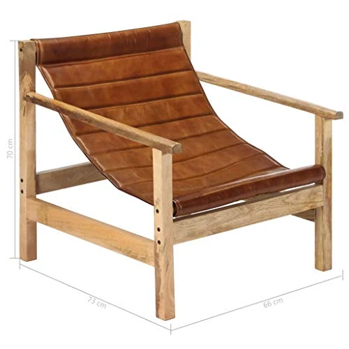 Tidyard Fauteuil de Relaxation | Fauteuil de Salon Vintage en Cuir Véritable Marron