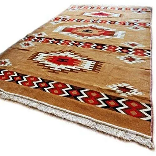 Damaskunst S 1-6-82 Kelim Orient Tapis Mural Marron Sable/Rouge/Marron/Blanc 200 x 300 cm