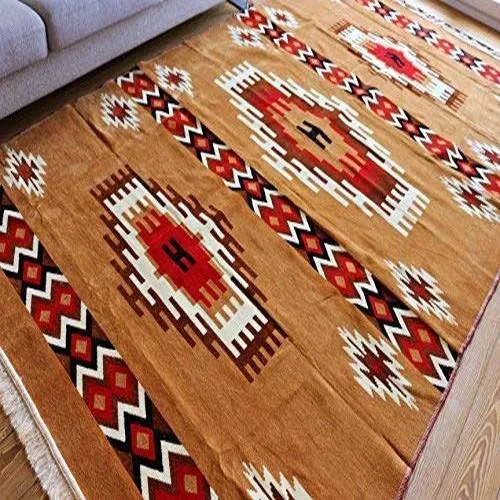 Damaskunst S 1-6-82 Kelim Orient Tapis Mural Marron Sable/Rouge/Marron/Blanc 200 x 300 cm