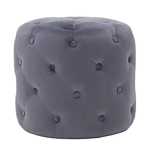 LHQ-puffs Tabouret avec Repose-Pieds rembourré et capitonné, Pouf Rond Confort en Velours, décoration de Meubles