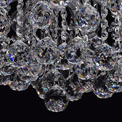 MW-Light 232017506 Lustre Magnifique Design Baroque en Métal couleur Chrome Brillant décoré de Pampilles Boules en Cristal pour Salon Salle de Séjour Chambre 6x60W E14