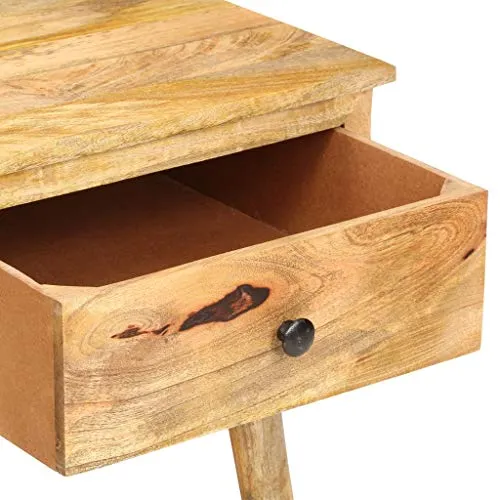 vidaXL Bois de Manguier Massif Table Basse Table d'Appoint avec 2 Tiroirs Table de Salon Table de Canapé Salle de Séjour Maison Intérieur 82x52x42 cm