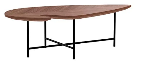 Marque Amazon - Rivet - Table d'appoint en forme de feuille, en noyer et à base en métal noir, 120 x 60 x 36 cm