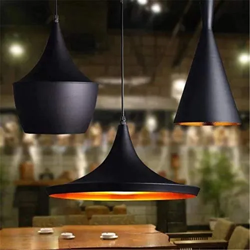 Unimall Suspension Noir E27 Métal Retro Luminaire Lampe Plafonnier Lumière éclairage de Plafond Aluminium en Forme de l'instrument