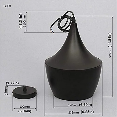 Unimall Suspension Noir E27 Métal Retro Luminaire Lampe Plafonnier Lumière éclairage de Plafond Aluminium en Forme de l'instrument