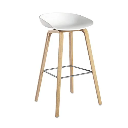 Hay - About A Stool AAS 32, cadre en chêne (savonné)/assise blanche Hauteur 75, plastique