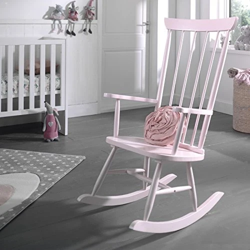 Paris Prix - Chaise à Bascule en Bois Rocky 124cm Rose