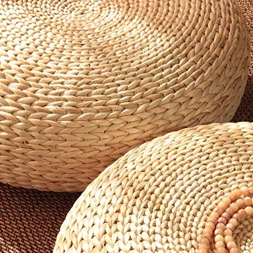 Coussin japonais en tatami, épaissi à la main Coussin en paille de tatami de baie vitrée Coussin en paille N, coussin plat respirant, tapis de sol pour la méditation de yoga