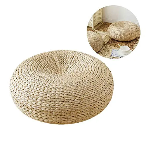 Coussin japonais en tatami, épaissi à la main Coussin en paille de tatami de baie vitrée Coussin en paille N, coussin plat respirant, tapis de sol pour la méditation de yoga