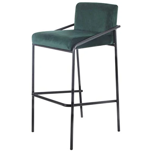 Damiware Lev Tabouret de Bar de qualité supérieure avec Housse en Velours ((Velours Vert Foncé, 75 cm)