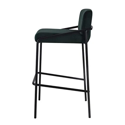 Damiware Lev Tabouret de Bar de qualité supérieure avec Housse en Velours ((Velours Vert Foncé, 75 cm)