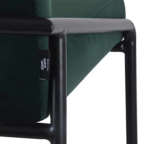 Damiware Lev Tabouret de Bar de qualité supérieure avec Housse en Velours ((Velours Vert Foncé, 75 cm)