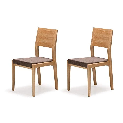 Marque Amazon - Alkove - Hayes - Set de 2 chaises en bois massif avec siège tapissé, Chêne sauvage