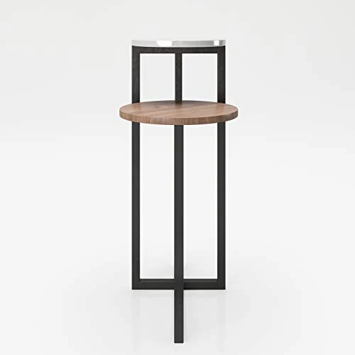 PLAYBOY 145803NBW Table d'appoint avec 2 tablettes, Noyer, Blanc, 49 x 80 x 35 cm