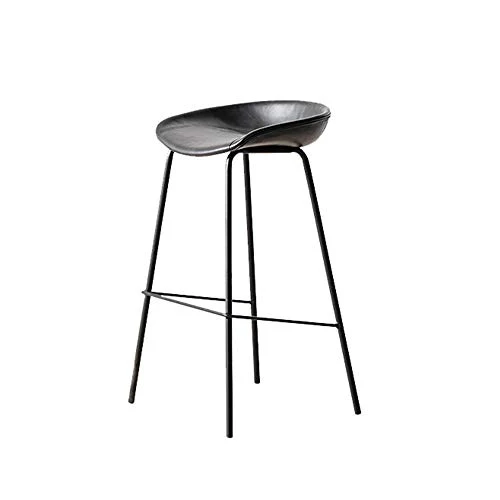 FIONAT Tabouret de Bar avec Repose-Pieds Et Dossier Chaises de Bar en Cuir PU Noir Jambes en Métal Vintage Rétro Petit Déjeuner Tabourets de Bar pour Comptoir Sièges de Cuisine Hauteur 65 Cm
