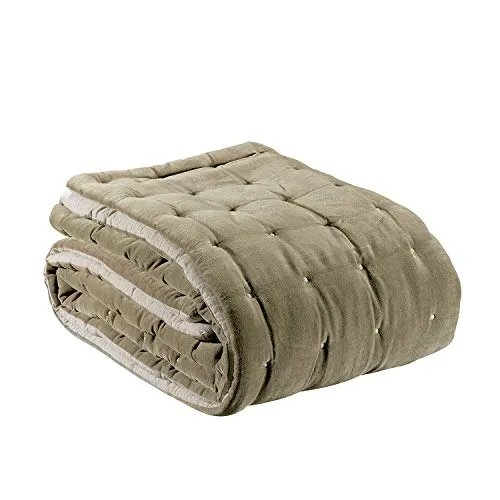 Vivaraise - Édredon Elise – 160x160 cm - Couverture d'appoint, couvre-lit, couette légère – 100% coton doux et chaud – Garnissage moelleux – Couette matelassée réversible, bicolore