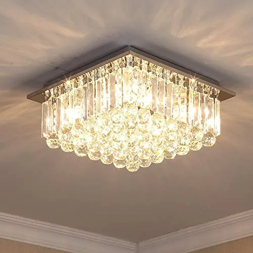 Saint Mossi Moderne Design K9 Cristal Gouttelette Lustre Éclairage LED Plafonnier Plafond Luminaire Suspension Luminaire pour Salle à Manger Salle De Bains Chambre Salon 9 * G9 40 x 40 x 18 c