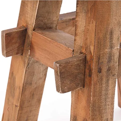DESIGN DELIGHTS Tabouret en bois rustique vintage 40" | Bois dur recyclé recyclé 43 x 45 x 27 cm (H x l x P) | Tabouret en bois massif | Couleur : 01 Natur-Vintage
