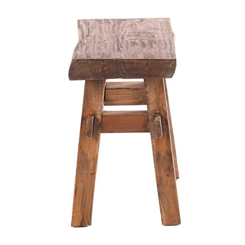 DESIGN DELIGHTS Tabouret en bois rustique vintage 40" | Bois dur recyclé recyclé 43 x 45 x 27 cm (H x l x P) | Tabouret en bois massif | Couleur : 01 Natur-Vintage