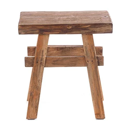 DESIGN DELIGHTS Tabouret en bois rustique vintage 40" | Bois dur recyclé recyclé 43 x 45 x 27 cm (H x l x P) | Tabouret en bois massif | Couleur : 01 Natur-Vintage