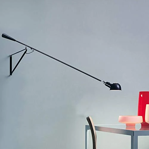RUZMY E27 RéTro Bras Long Applique, Prise Avec Interrupteur, Ajustable Bras Oscillant Chevet Applique Murale Fer Restaurant Eclairage Bras Long Pole Lampe Murale Chambre Lampe De Lecture