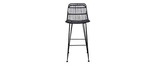 Miliboo Tabourets de Bar en rotin Noir (Lot de 2) Malacca