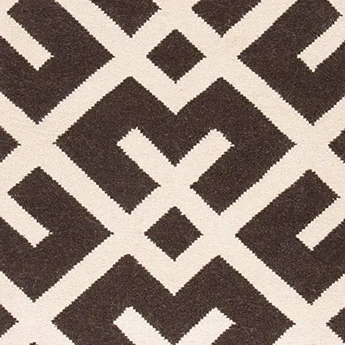 Safavieh Dhurrie Tapis, Tapis tissé à plat la Laine en Marron / Ivoire, 200 X 300 cm