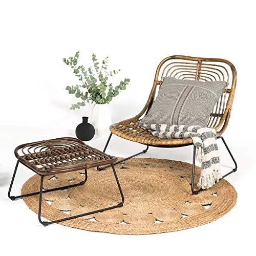 DECOCLICO Fauteuil Bas en rotin Moka