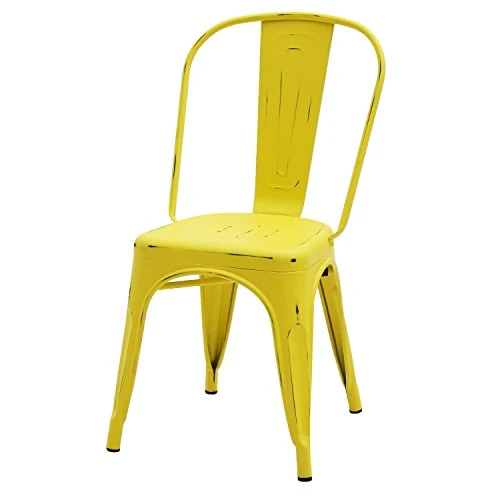 ARREDinITALY – Lot de 2 chaises Industrial Tolix – Réplique en métal Jaune Vieilli