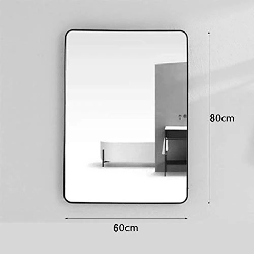 miroir rond noir metal 50 cm 60cm 70 cm 80 cm Miroir mural Rectangle, cadre en métal noir, miroirs suspendus décoratifs pour salon, chambre à coucher, panneau de verre coin arrondi miroir maquillage