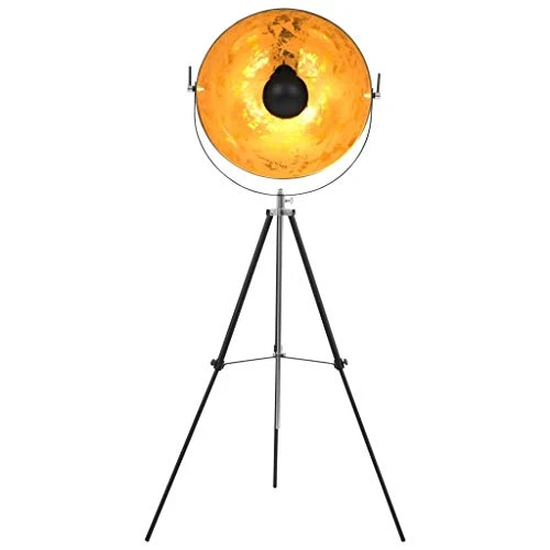 Festnight Lampadaire sur Pied pour Salon, Chambre ou Bureau E27 Noir et doré 51 cm