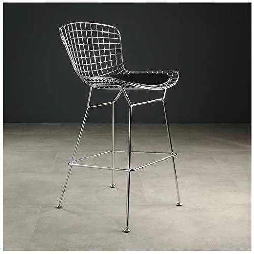 Tabouret de Bar, Tabouret de Bar Industriel Rustique 70cm, siège en Similicuir Fil + PU, Pieds en Acier en métal Blanc, idéal pour Le Salon, Le Balcon, la Maison
