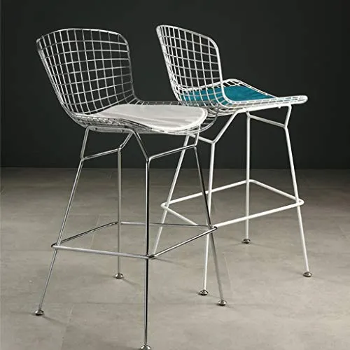 Tabouret de Bar, Tabouret de Bar Industriel Rustique 70cm, siège en Similicuir Fil + PU, Pieds en Acier en métal Blanc, idéal pour Le Salon, Le Balcon, la Maison