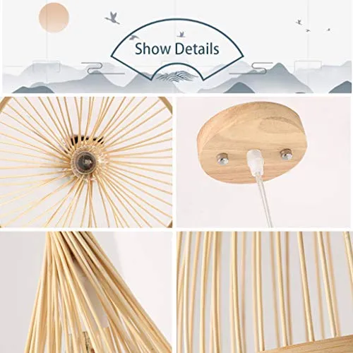 Suspension Bambou Créatif en Bambou Luminaire Asie du Sud-Est Lustre Forme de Cône Rotin Osier Tressé Nature lustre suspension réglable hauteur Suspension Luminaire Salon Restaurant café barre,A,20cm