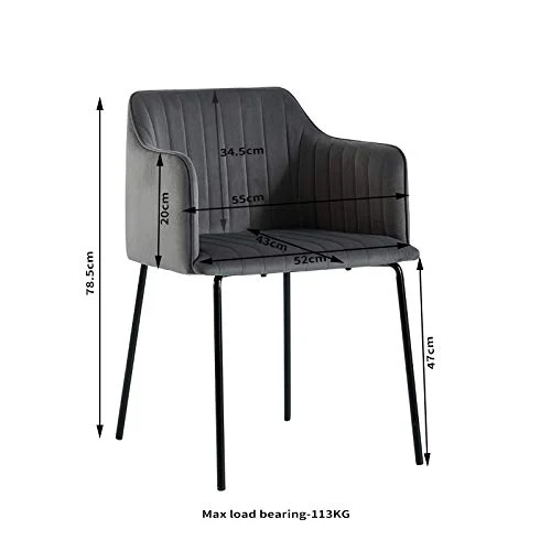 EMT CASA Lot de 2 Chaise scandinave, chaise de salle à manger en velours, pieds métalliques stables