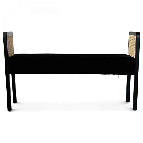 Déco en Ligne Banquette Cannage et Velours Noir