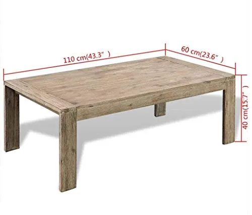 EBTOOLS Table basse laquée élégante en bois d'acacia massif avec finition brossée 110 x 60 x 40 cm